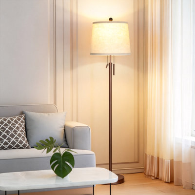 Modern Floor Lamp Adjustable Height Standing Lamp Tall Lamp with 3 Color Temperatures Floor Lamps, (Brown+Beige Shade)