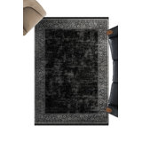 Tapis à motif oriental en polyester et en coton tissé à la machine Amedee