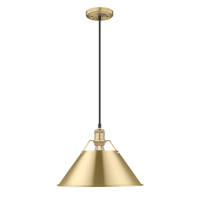 Luminaire suspendu conique à 1 lumière Weatherford, H 131,5 po x l 14 po x P 14 po, Brushed Champagne Bronze