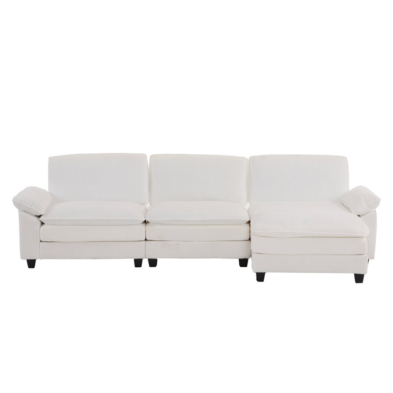 Modular Sectional Sofa,3-Seat,L-Shape Design,Gray, Beige