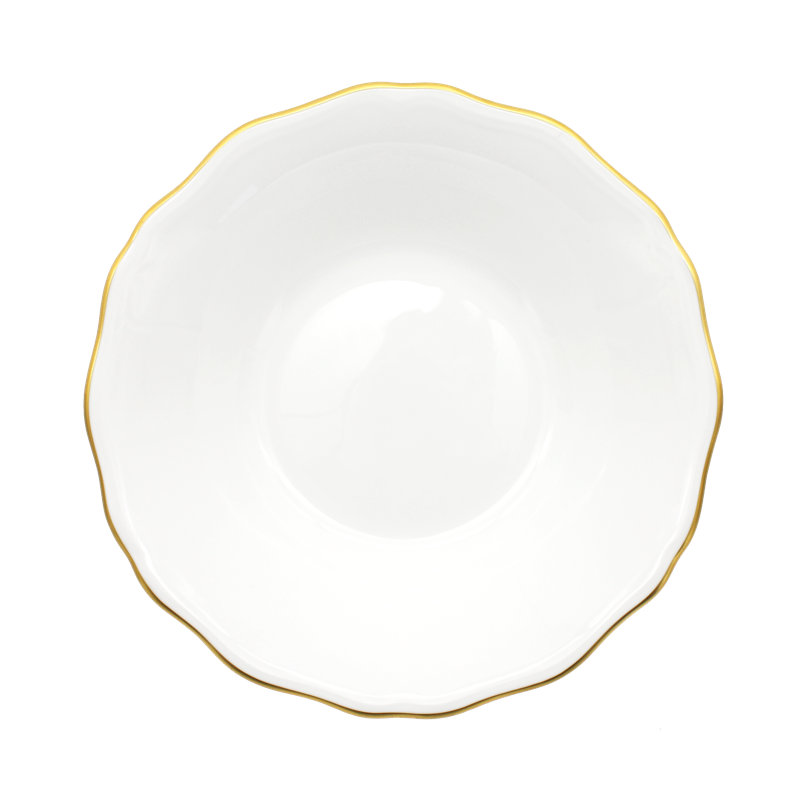 Amelie Bone China Dining Bowl, Brushed Gold/White