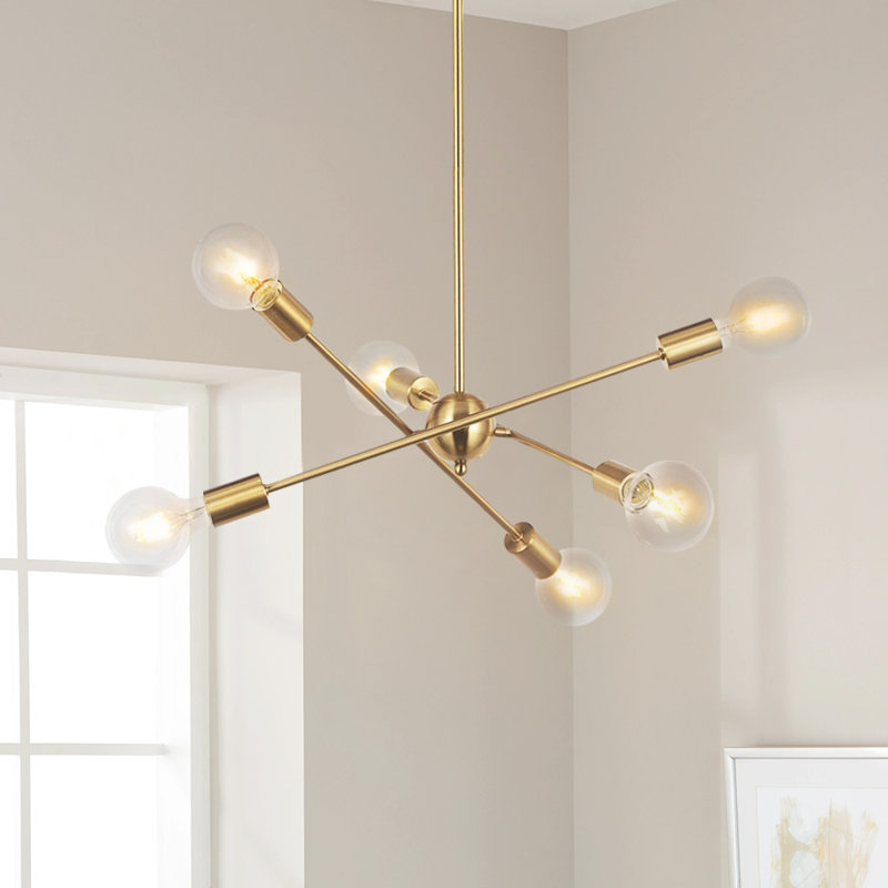 Braunste 6-Light Industrial Sputnik Chandelier, Brass