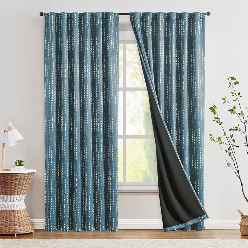 Gudinas Polyester Blackout Curtain Panel, 52" W x 84" L, Blue
