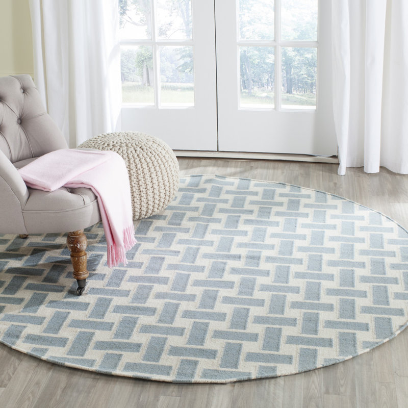 Tapis géométrique en laine tissé à la main et à plat Mccall, Rond 6 pi