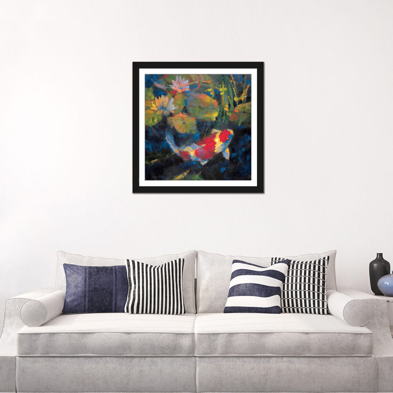 « water jardin i », impression sur toile, H 16 po x l 16 po x P 1 po, Papier beaux-arts encadré noir, Blanc