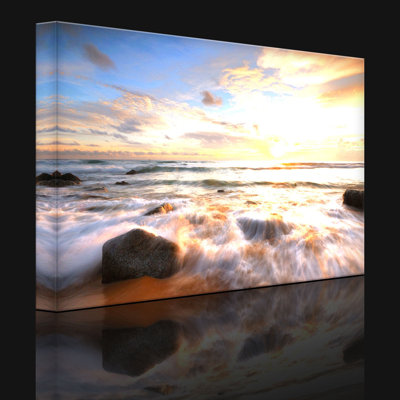 Sunset By The Sea by No - Wrapped Canvas Print