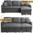 Upholstered 82.95 " Linen and Polyester L-Shaped Sofa Bed-45565098