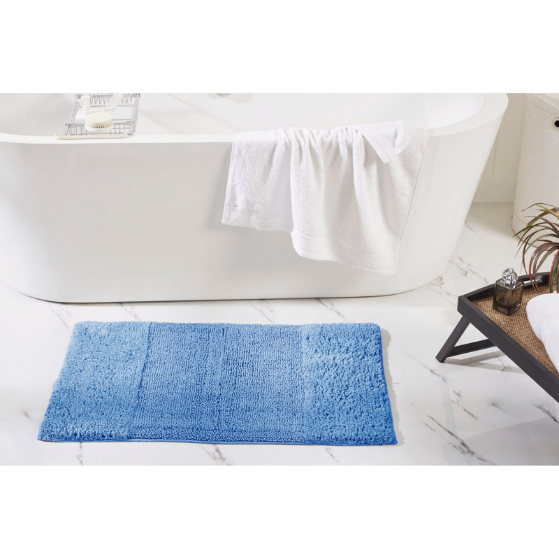 Tapis pour salle de bain 100% coton Merkle, Rectangle 21 po x 34 po, Bleu très foncé