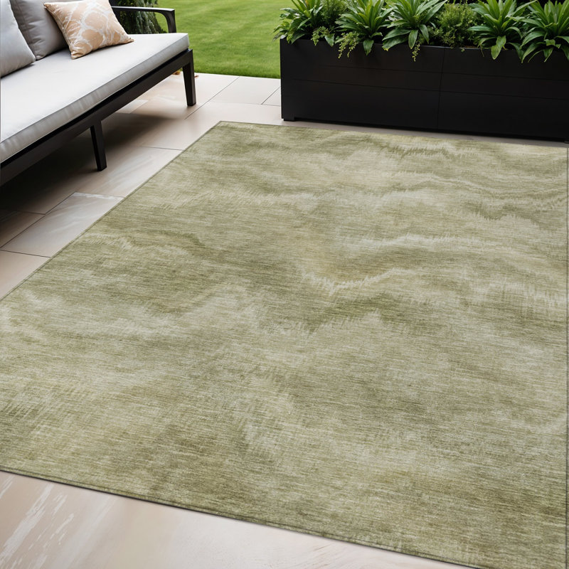 Tapis extérieur lavable abstrait sauge et ivoire 5 pi x 8 pi