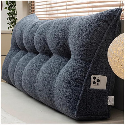 Teddy Velvet Ergonomic Triangular Bed Rest Pillow – Cozy Supportive Backrest Cushion with Pocket