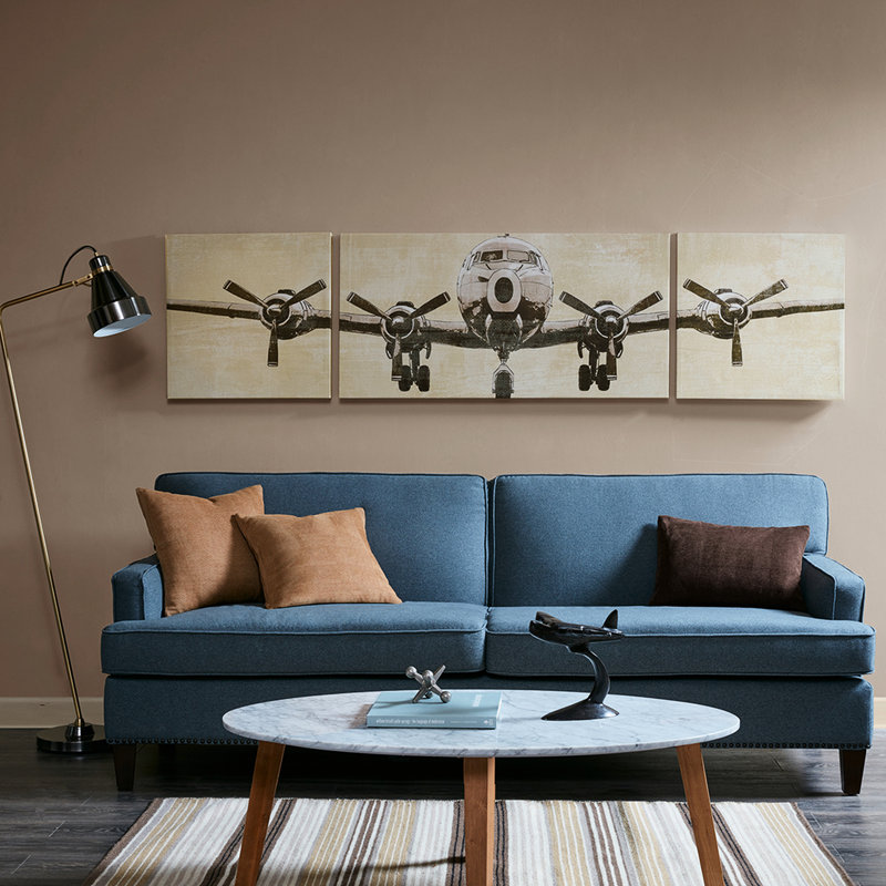 3 Flight Time Canvas Art - Airplane Front Appearance Visual Visualization