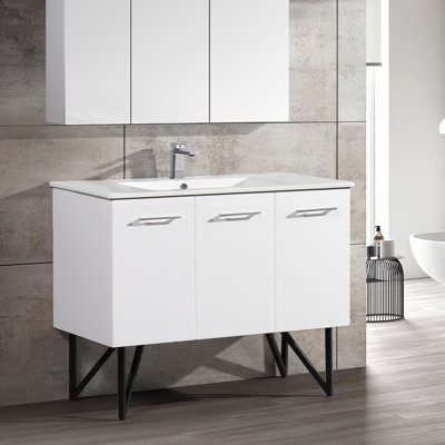 Meuble-lavabo de salle de bain simple, deux portes, un tiroir et un Ann Ann de 48 po