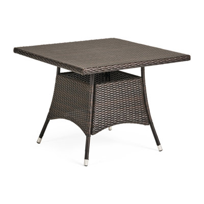 Stylish Square Patio Table - & Iron Construction, 28.5" High, 37.5" Wide, Brown Contemporary Outdoor To Weather, Iron, H X W D,