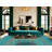 Washable Aqua Light Gray Striped Area Rug-1629555488