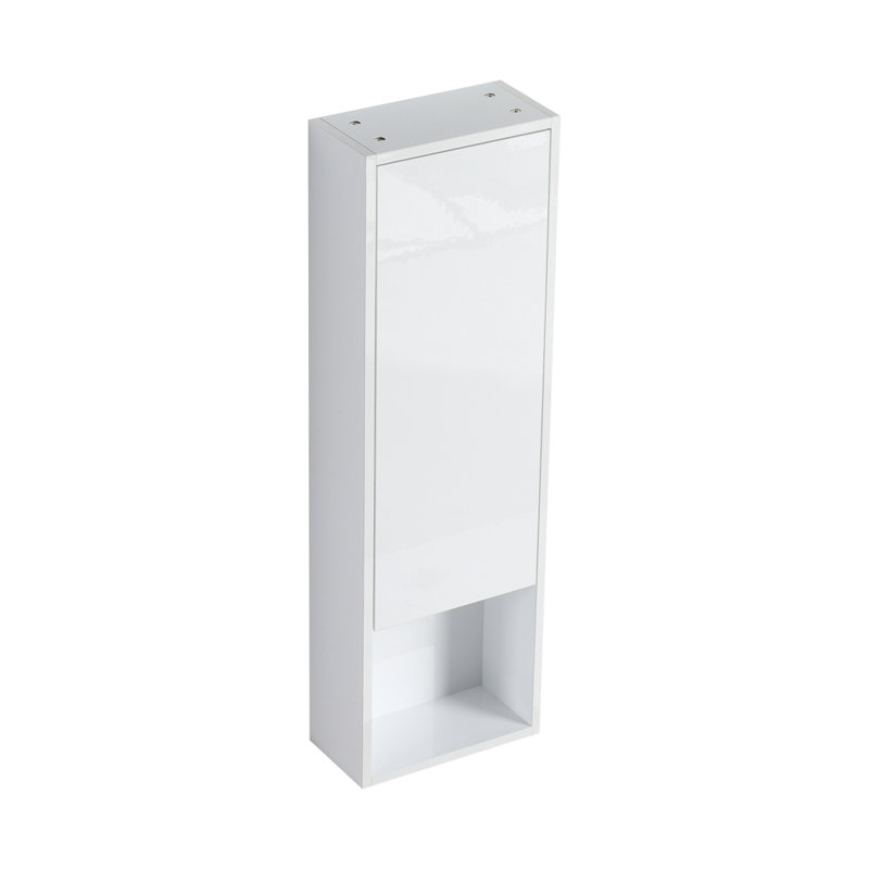 12" Bathroom Wall Cabinet, Soft Close Doors, Float Mounting Design,Glossy White,(KD-Packing)