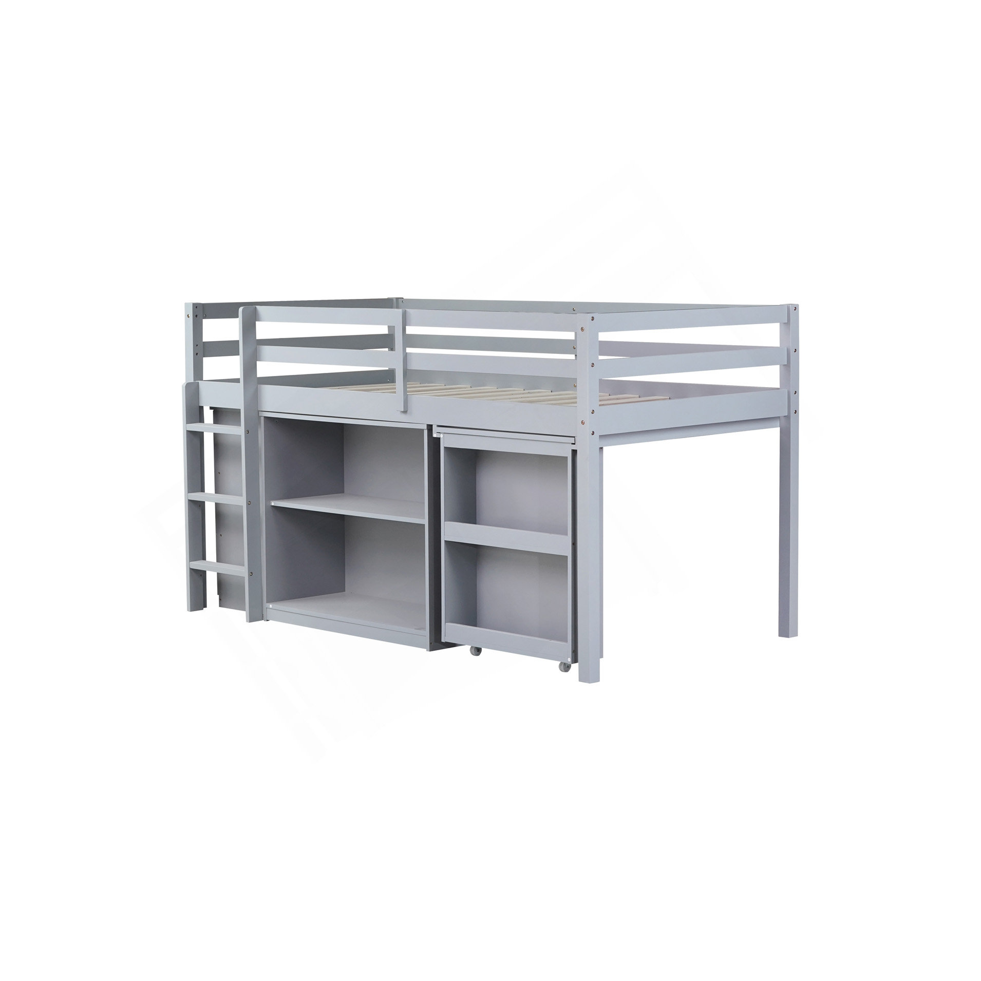 Latitude Run® Twin Loft Bed With ,Drawer Cabinet, Shelf Cabinet And ...