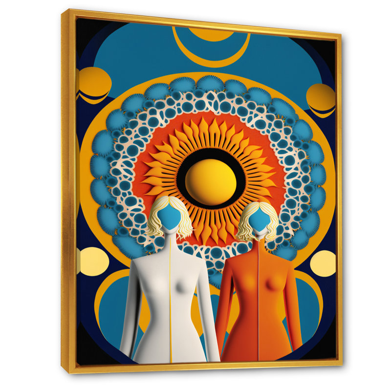 Déesse orangée efflorescence I - reproduction sur toile, H 44 po x l 34 po x P 1,5 po, Toile avec cadre flottant or