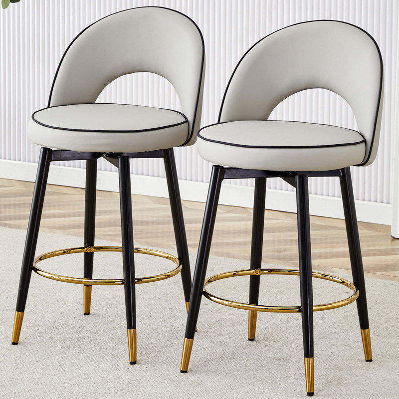 Chaise de bar rotative à 360 °, chaise de bar rembourrée confortable en polyuréthane moderne avec pieds en métal