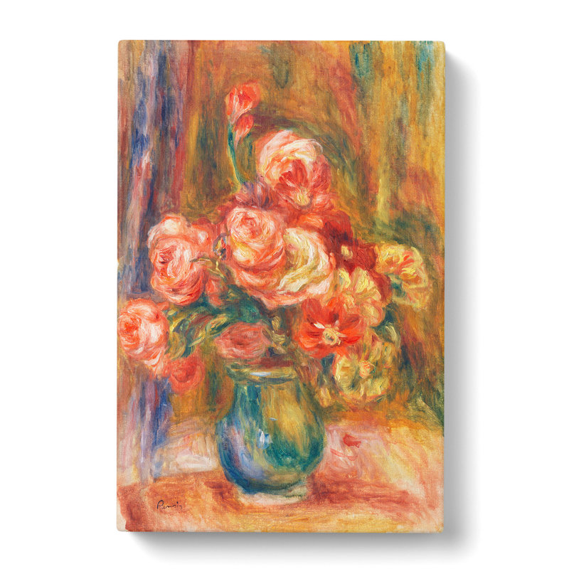 Vase Of Roses by Pierre-Auguste Renoir - Wrapped Canvas Painting, 76cm H x 50cm W x 3cm D