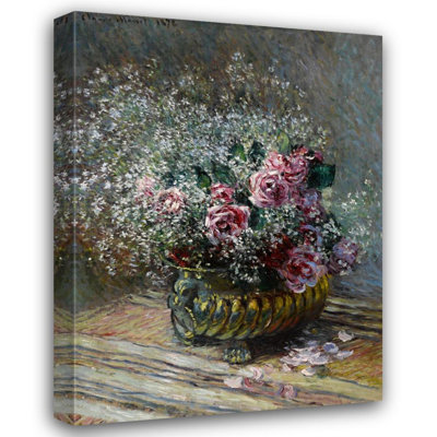 "Fleurs dans un pot" par Claude Monet - Art mural sur toile tendue avec châssis