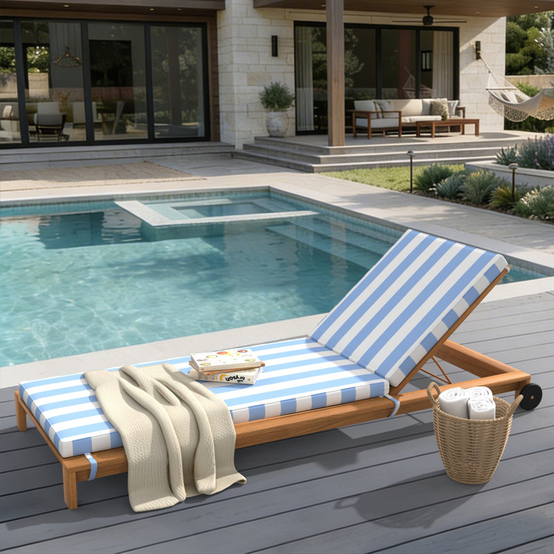Outdoor Chaise Cushion With Sunbrella Fabric, 26" W x 80" D, Sunbrella® Refuge Ocean
