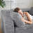 62" Compression Bean Bag Sofa Faux Fur Upholstered Loveseat Floor Sofa With Pillows-1046700312