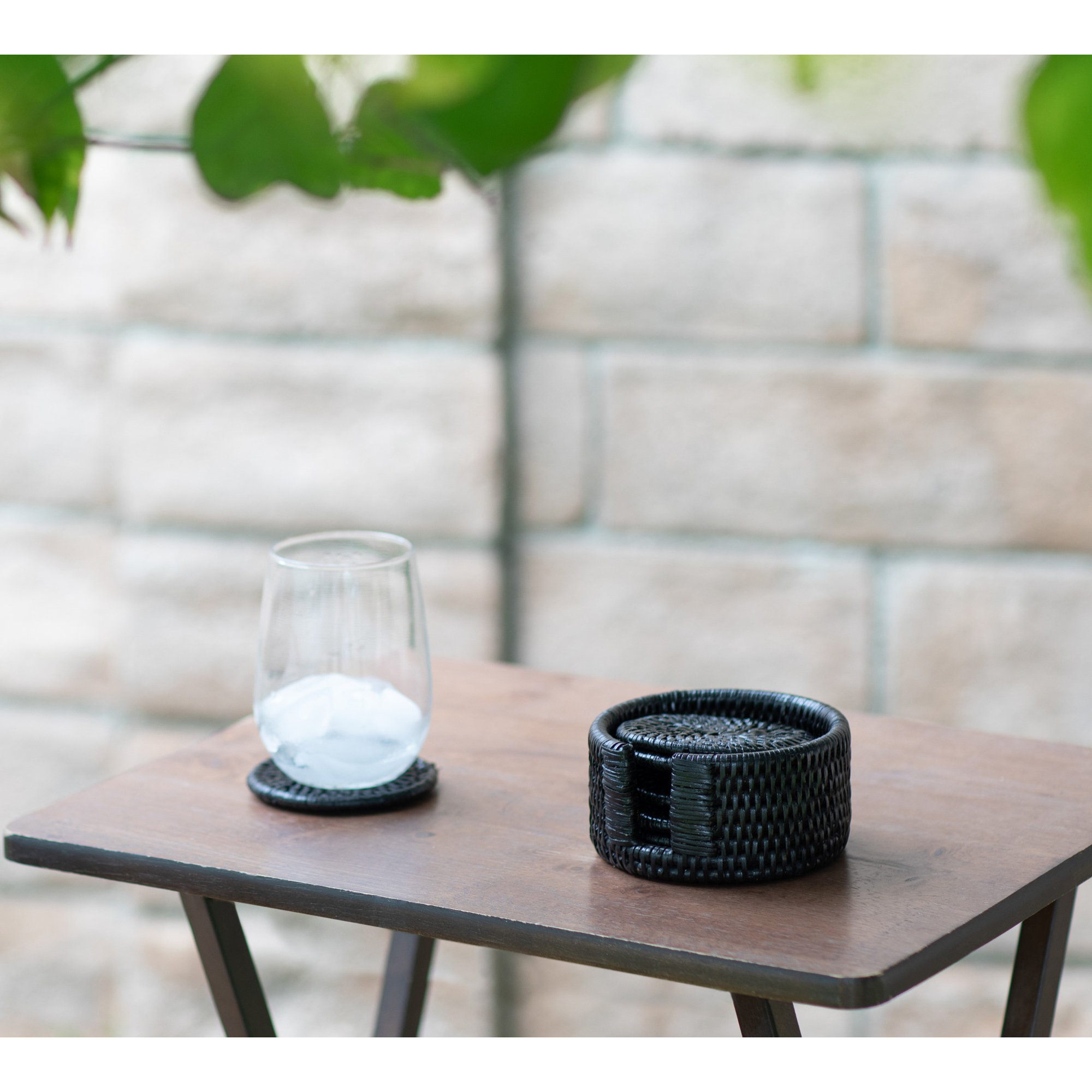 Camden Coaster Set with Holder, Tudor Black