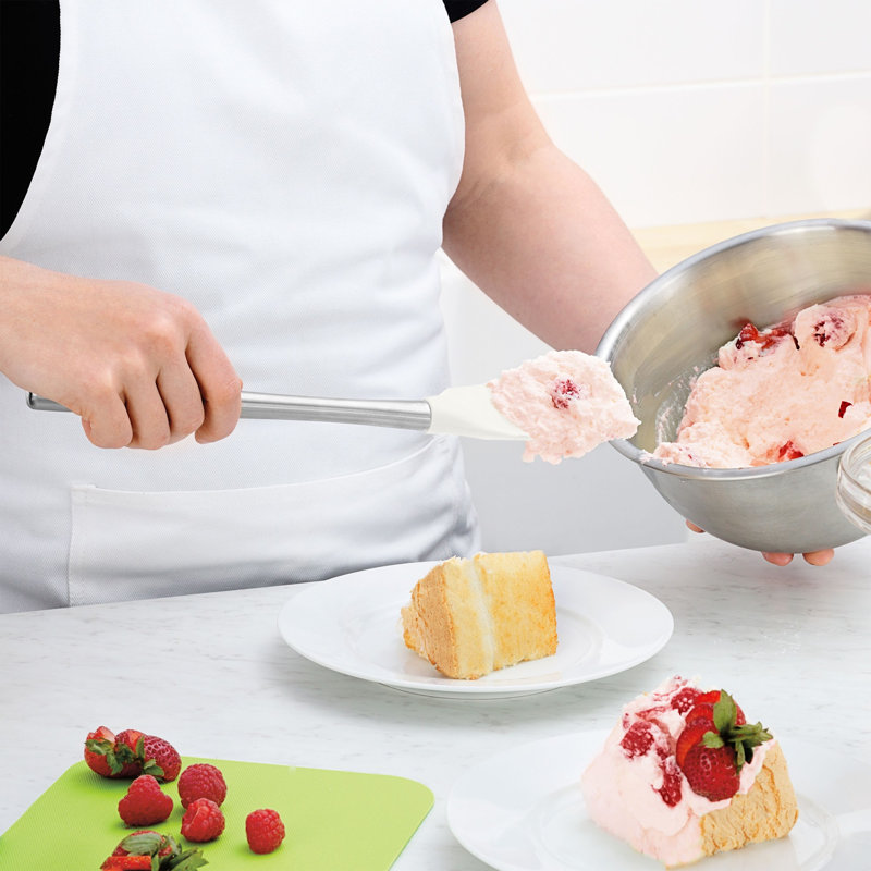 Tovolo Flex-Core Silicone Spoonula with Stainless Steel Handle for Cooking and Baking, White, White