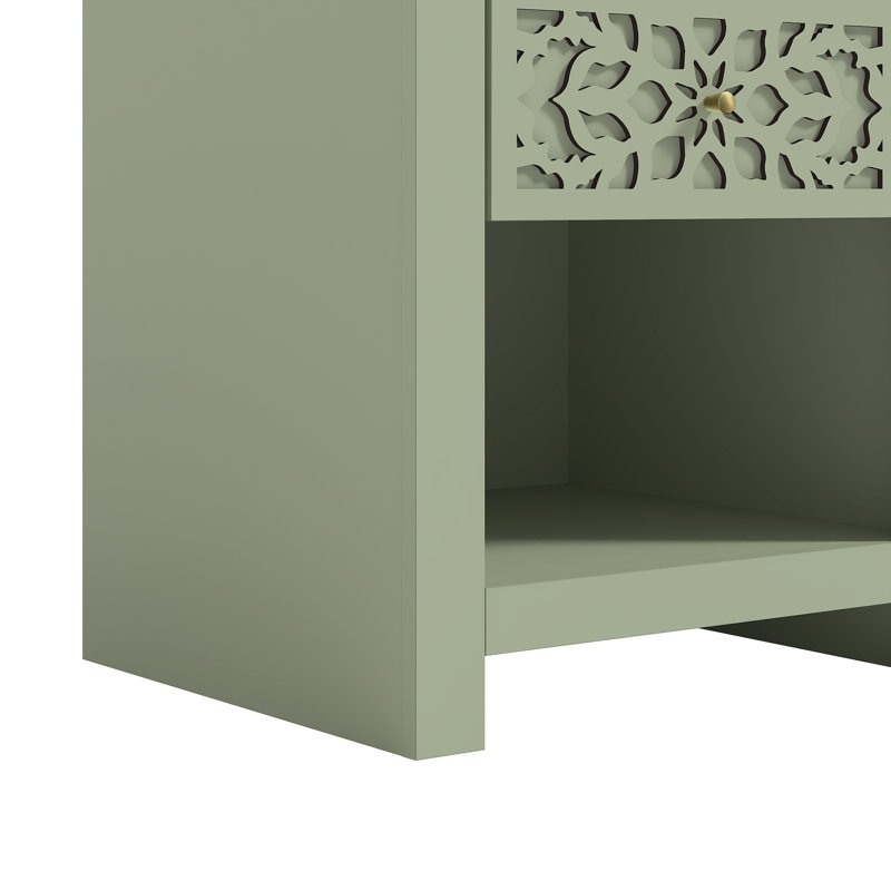 Lukasik 1 Drawer Nightstand, Sage Green