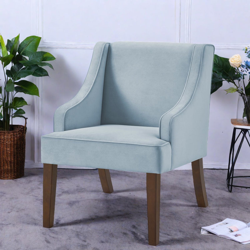 Chaises d'appoint confortables en bois de velours de style Mid-Century moderne pour le bureau à domicile