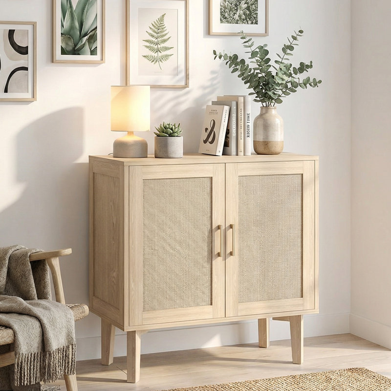 Buffet japonais en rotin pour cuisine, chêne clair, Light Oak