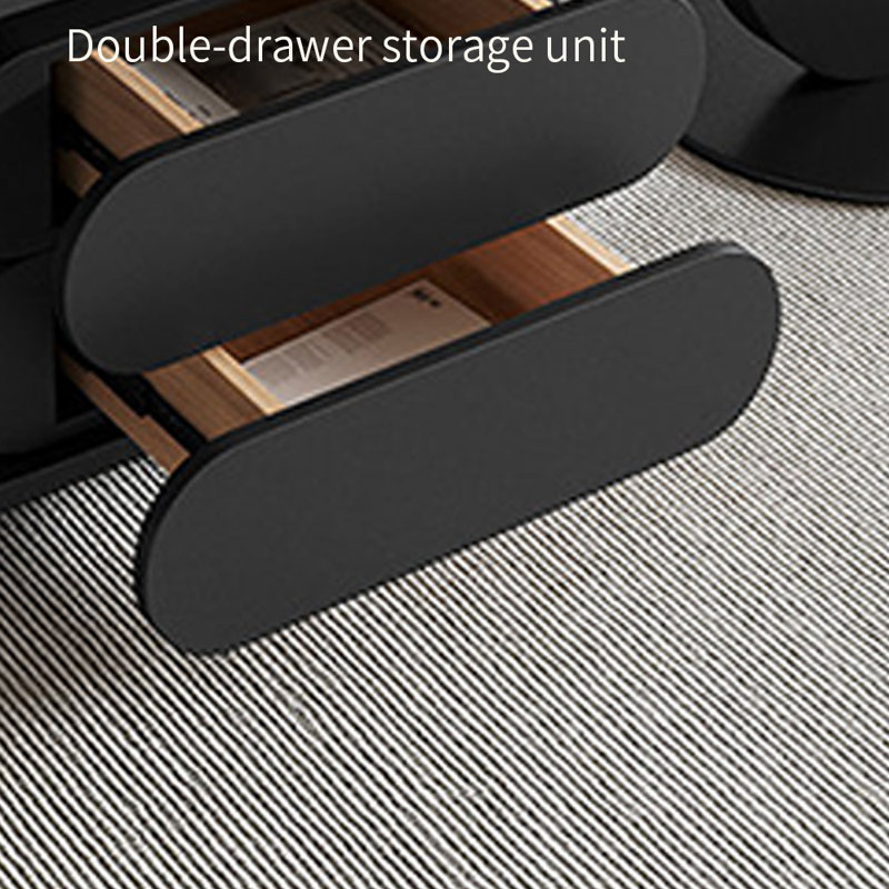 Table basse Rock Slab avec rangement, H 19,68 po x L 35,43 po x l 17,71 po, Noir, Noir