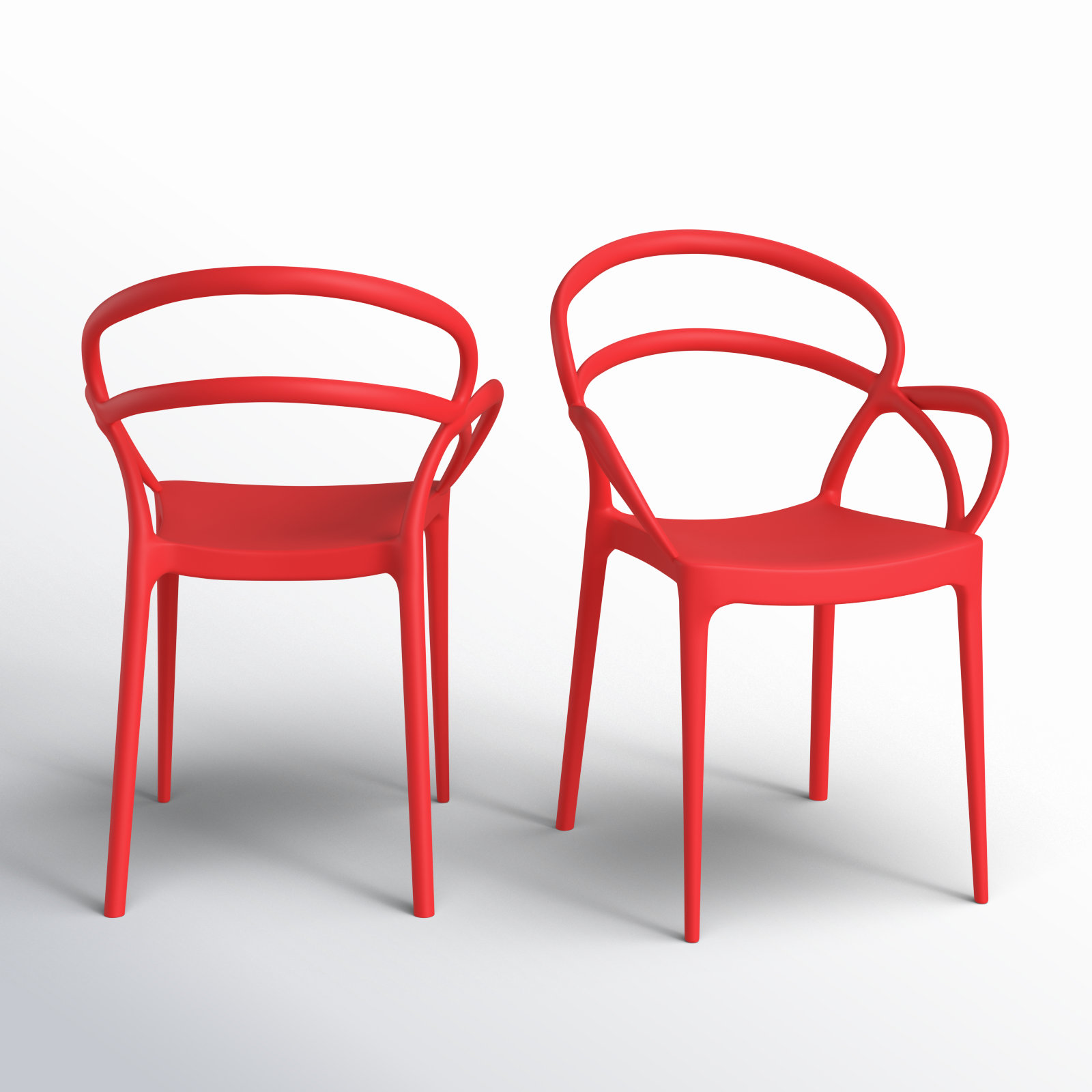Farrah Stacking Patio Dining Armchair, Red