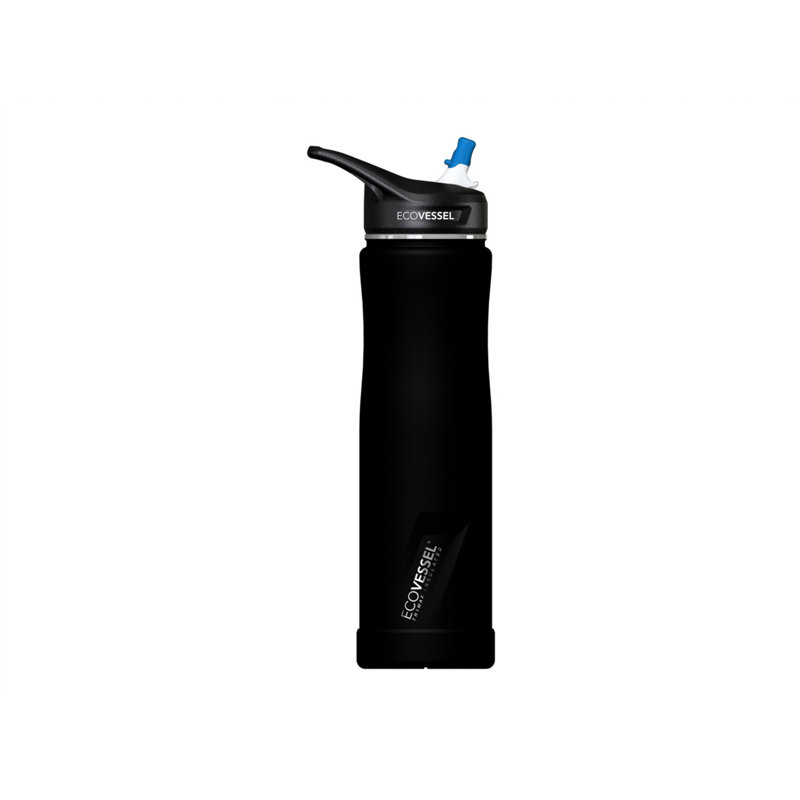 EcoVessel 709.8ml Triple Wall Insulated Stainless Steel Water Bottle, Black