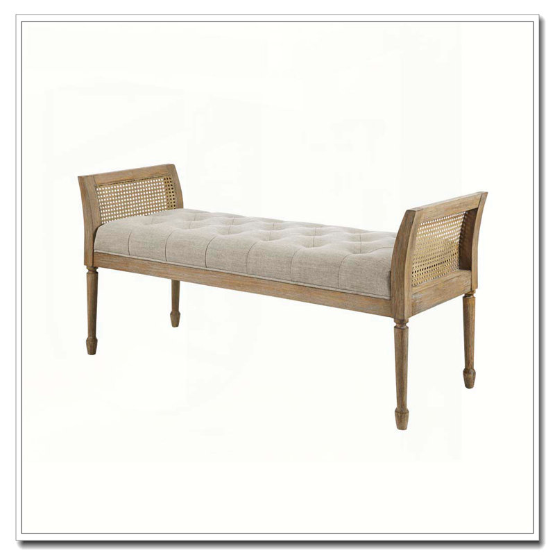 Transitional Bench with Solid Wood/Plywood Frame & 100% Polyester Jacquard Upholstery