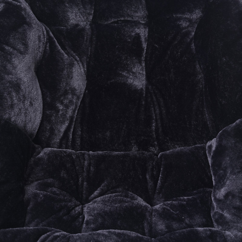 Fauteuil surdimensionné rembourré avec soucoupe et repose-pieds, Polyester noir