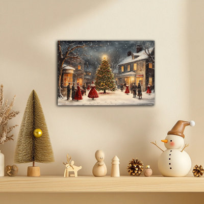 Grande Abiella Decor - affiche de peinture vintage de village d'hiver de Noël