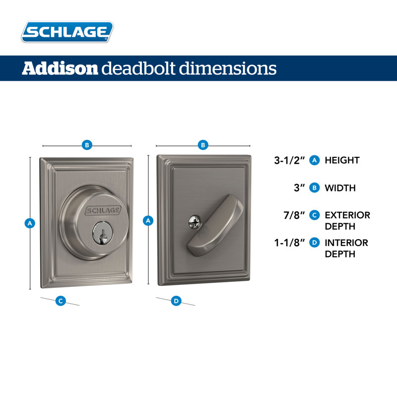 Single Cylinder Deadbolt with Addison Trim, Matte Black