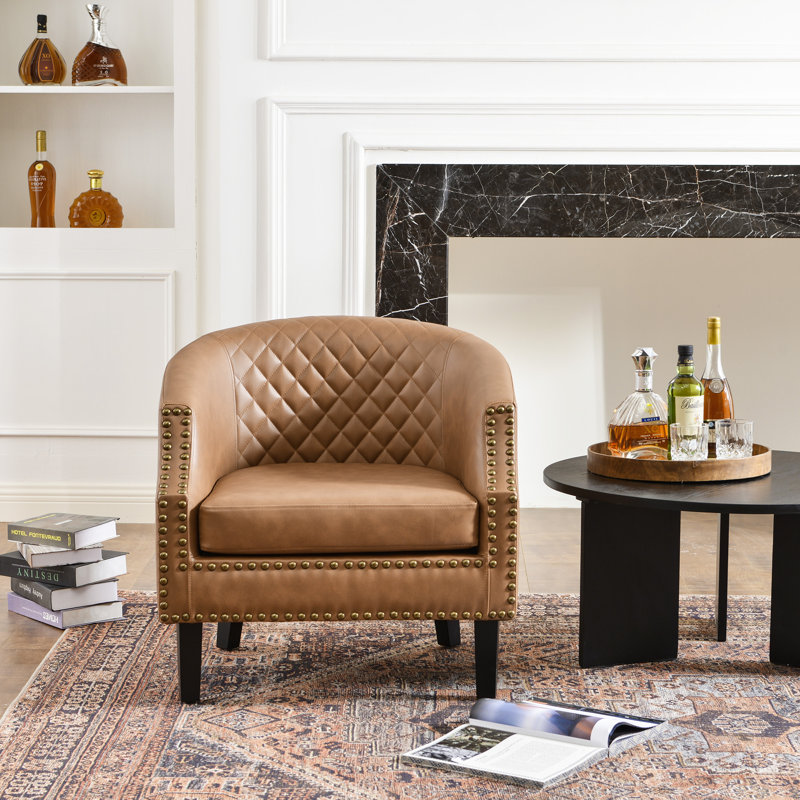 Petit fauteuil club tonneau 29 po, Chameau