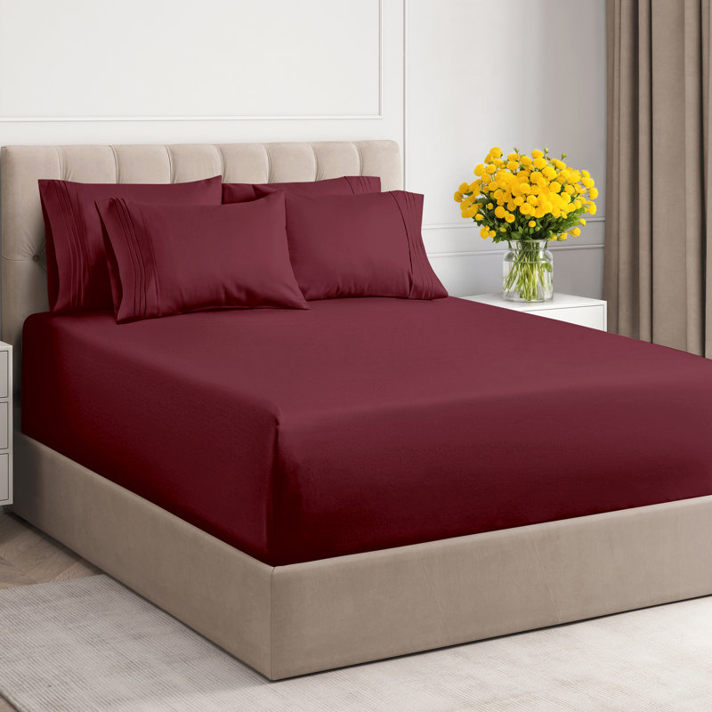6 Piece Extra Deep Pocket Sheet Set, Cooling & Breathable Bed Sheets, Soft Hotel Luxury Bedding, Fits 18–24 Inch Mattress