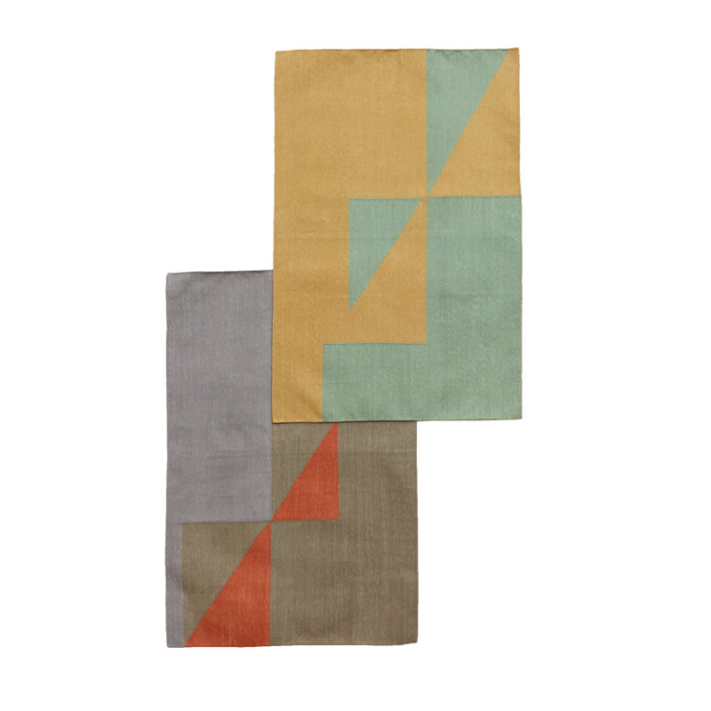 Geometric Flatweave Rectangle 6' x 9' Cotton Area Rug in Brown/Gray