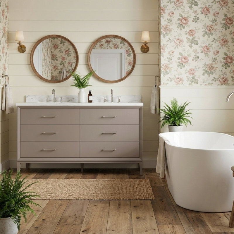 Alexandra Double Drawer Bath Vanity, Taos Taupe, Satin Nickel, 72"