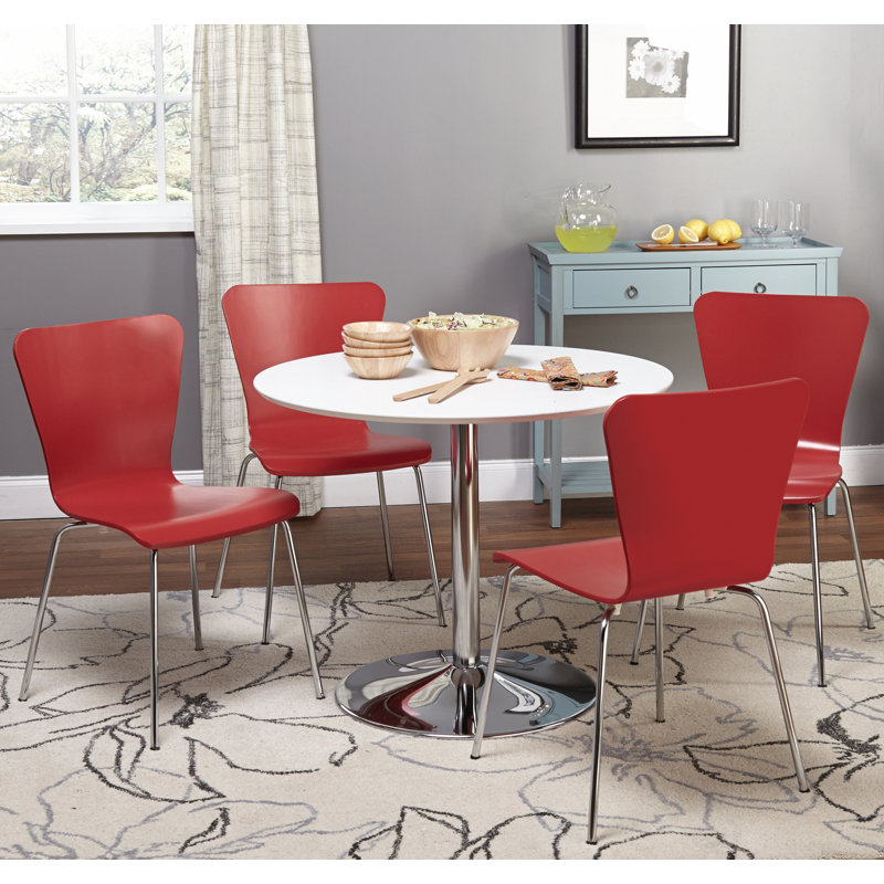 Ensemble de salle à manger Theotis, Rouge, 5 (1 table + 4 chaises)