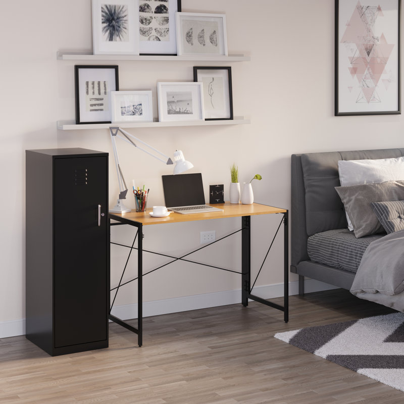 Bureau à domicile pliant 43 pouces pour la maison ou le bureau, noir / teck
