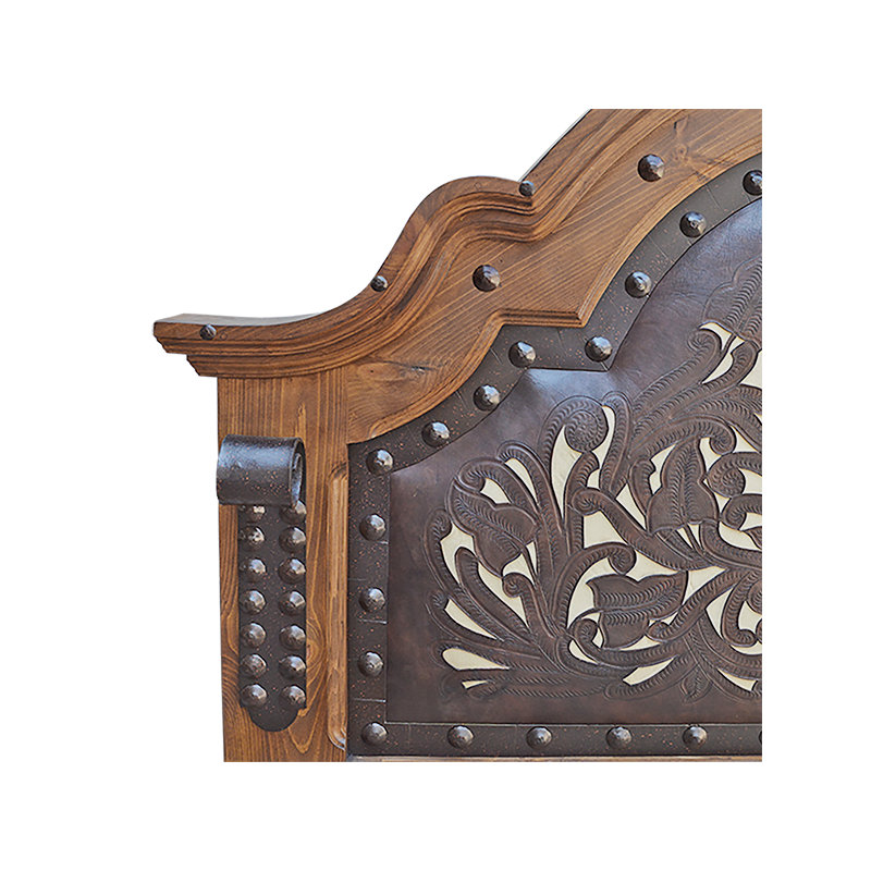 Sierra Ornate Hand-Tooled Leather King Panel Bed, King