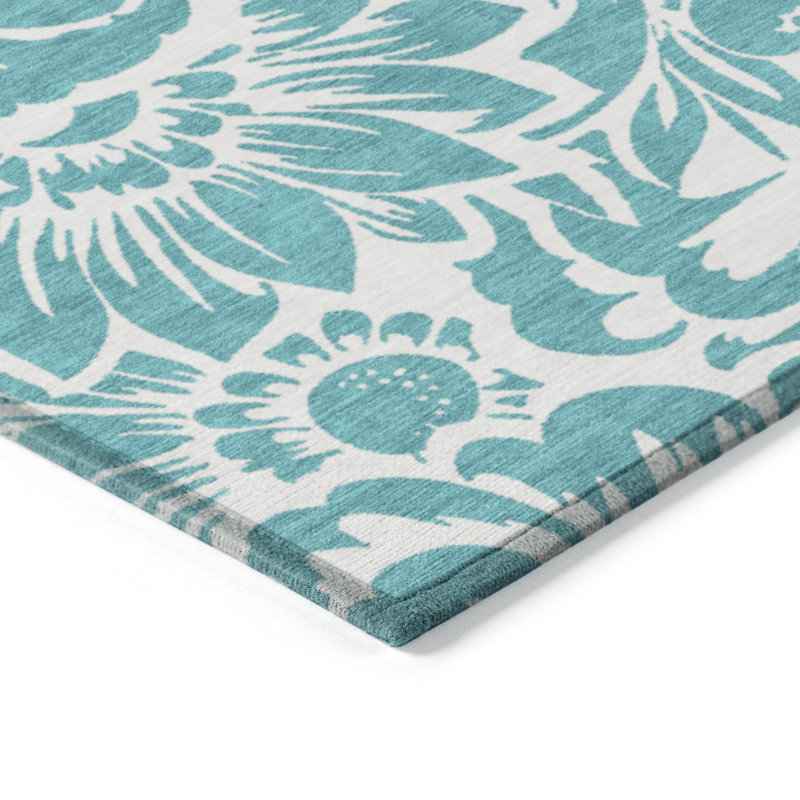 Alfonzo Washable Floral Indoor / Outdoor Rug, Rectangle 5' x 7'6"