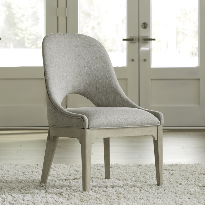 Shaly Upholstered Side Chair w/ Barrel Back, Beige