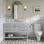 Meuble-lavabo simple gris ARIEL de 48 po avec plateau en quartz blanc Carrara et lavabo ovale-2125877693-2097113022