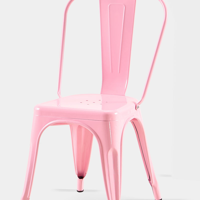 Kalya 18'' H Metal Stacking Side Chair, 2, Pink