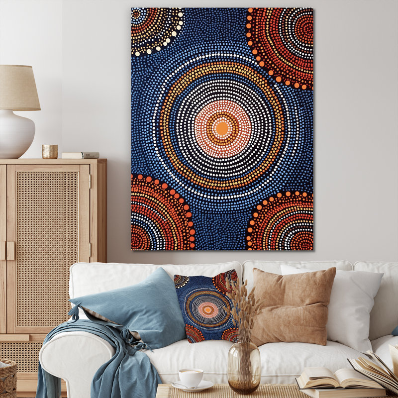 «Native Circular Dot Art Compositions», reproduction d'art sur toile, H 32 po x l 24 po x P 1 po, Toile tendue